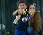 blowing bubbles